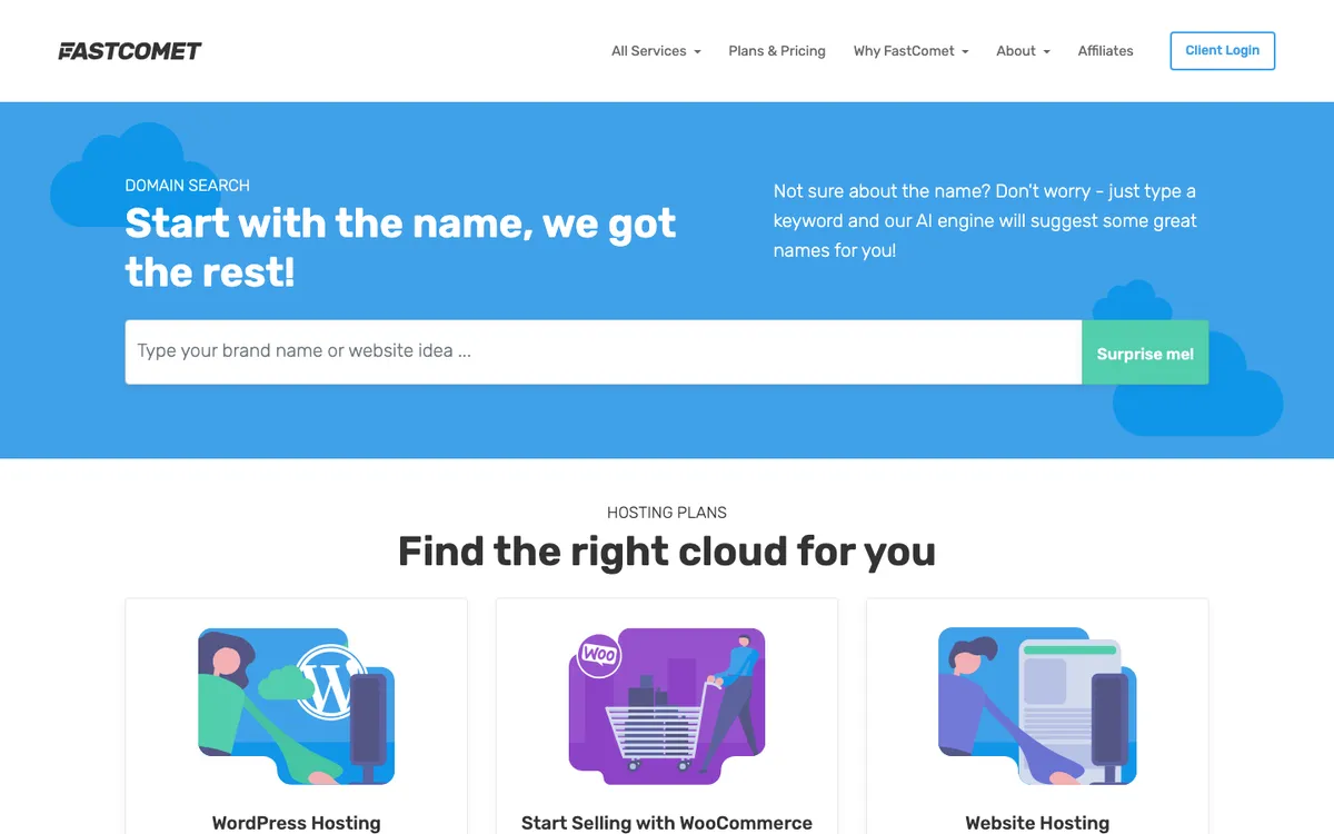 FastComet homepage