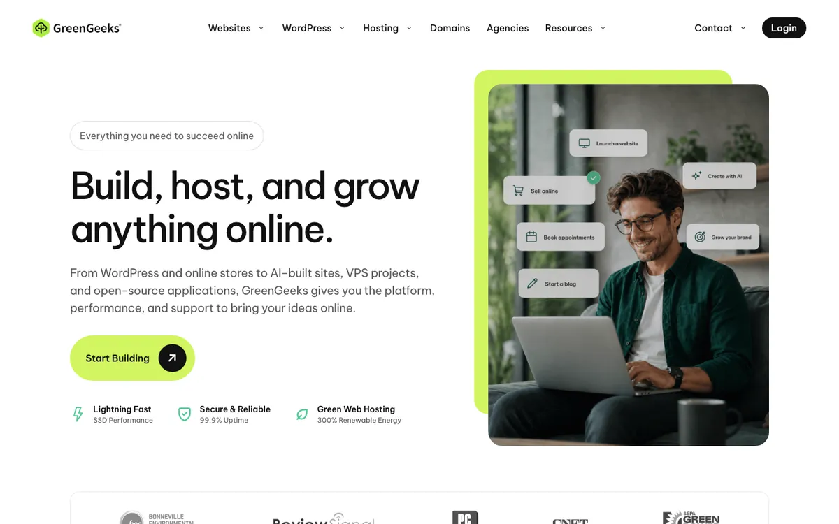 GreenGeeks homepage