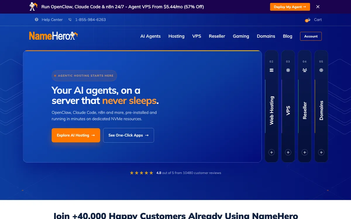 NameHero homepage
