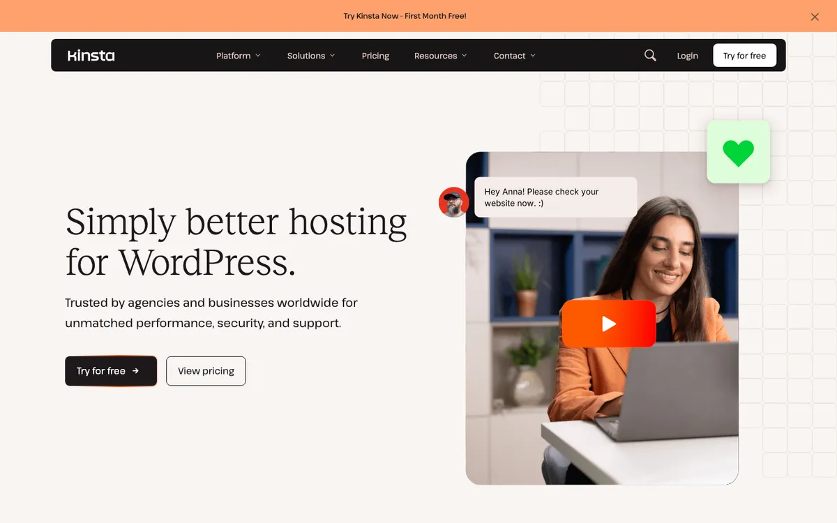 Kinsta homepage