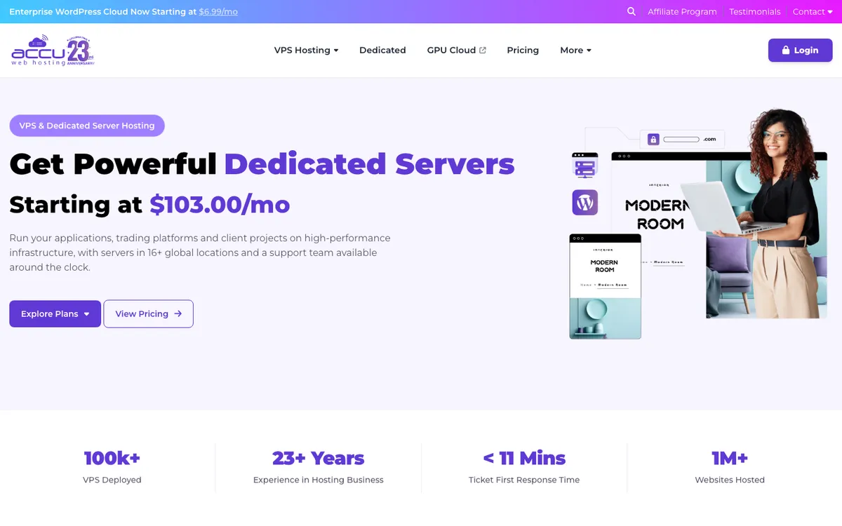 AccuWeb Hosting homepage